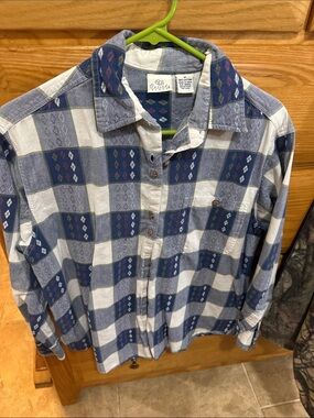 CB Casuals Blue and White Plaid Button-Up Shirt